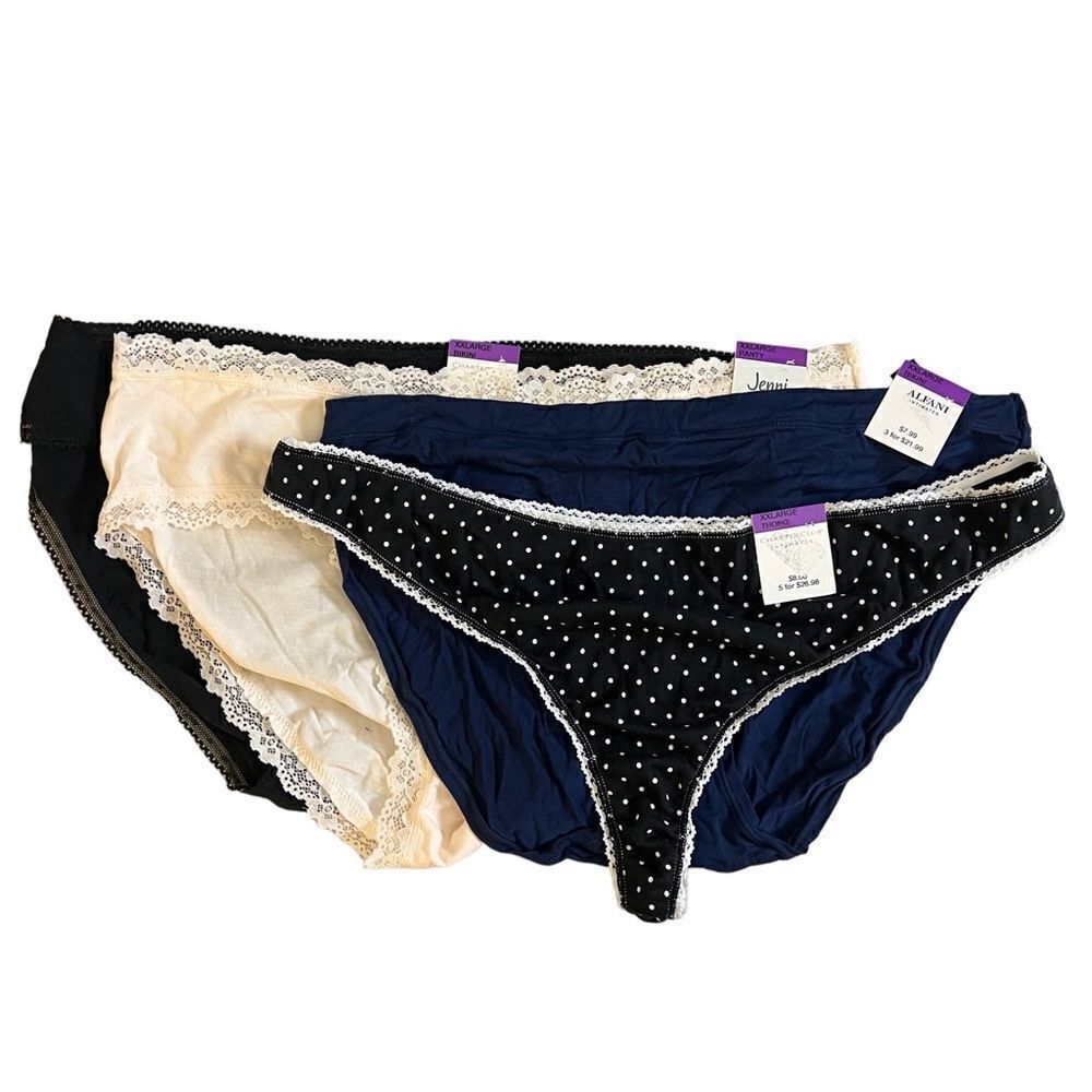 Charter Club, Jenni, Alfani 4 Pair Panty Bundle Hipster, Bikini, Thong, XXL